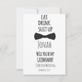 飲み物のスーツをあります私の花婿の付添人の招待が食べて下さい 招待状 (正面)