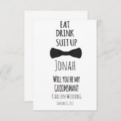 飲み物のスーツをあります私の花婿の付添人の招待が食べて下さい 招待状 (正面/裏面)