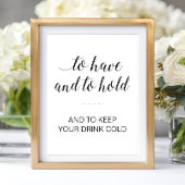 飲み物のホルダーの看板を持って持つ ポスター