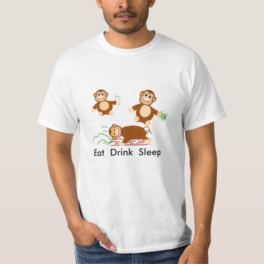 飲み物の睡眠を食べて下さい Tシャツ (正面)