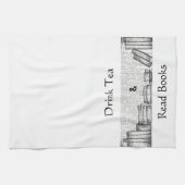 飲み物の茶および読書の本の台所タオル キッチンタオル (横)