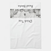 飲み物の茶および読書の本の台所タオル キッチンタオル (縦)