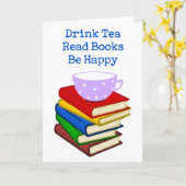 飲み物の茶読書の本は幸せです カード (黄色い花)