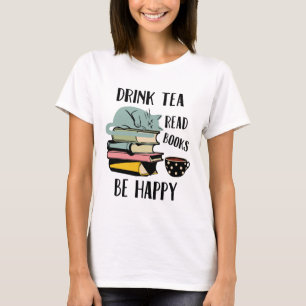飲み物の茶読書の本は幸せです Tシャツ