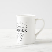 飲み物の茶、読書の本は、幸せなマグです ボーンチャイナマグカップ (右)