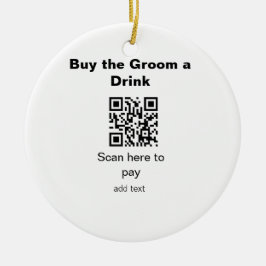 飲み物の行商人を新郎に支払う学士QRスキャン セラミックオーナメント