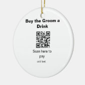 飲み物の行商人を新郎に支払う学士QRスキャン セラミックオーナメント (左)