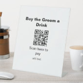 飲み物の行商人を新郎に支払う学士QRスキャン 台座サイン (インサイチュ)