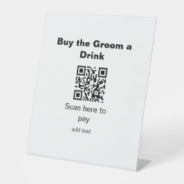 飲み物の行商人を新郎に支払う学士QRスキャン 台座サイン