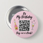 飲み物のQRコー買ドが私の誕生日だ 缶バッジ (正面&裏面)