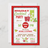 飲み物は及びメリーな休日のカクテルのパーティの招待状です 招待状 (正面)