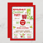 飲み物は及びメリーな休日のカクテルのパーティの招待状です 招待状 (正面/裏面)