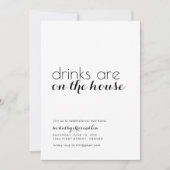 飲み物は無料!新築祝いパーティーのご招待 招待状 (正面)