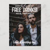 飲み物は無料！結クールモダン婚の日付の保存 案内ポストカード (正面)