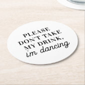 飲み物は飲まないで踊り。シンプル結婚の ラウンドペーパーコースター (アングル)