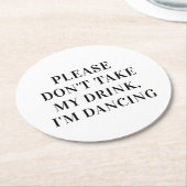 飲み物は飲まないで踊り。シンプル結婚の ラウンドペーパーコースター (アングル)