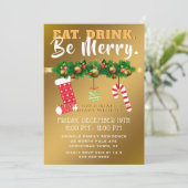 飲み物をありますメリーで陽気な金ゴールドの休日のパーティが食べて下さい 招待状 (スタンド正面)