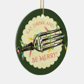 飲み物をありますメリーなフォークのクリスマスのオーナメントが食べて下さい セラミックオーナメント (右)