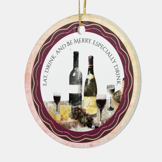 飲み物をありますメリーなワインのクリスマスのオーナメントが食べて下さい セラミックオーナメント (左)