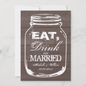 飲み物をあります結婚したなメーソンジャーの結婚式招待状が食べて下さい 招待状 (裏面)