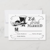 飲み物をあります結婚したなヴィンテージRSVPの応答カードが食べて下さい 出欠カード (正面)