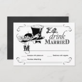 飲み物をあります結婚したなヴィンテージRSVPの応答カードが食べて下さい 出欠カード (正面/裏面)