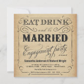 飲み物をあります結婚したな婚約パーティの招待状が食べて下さい 招待状 (正面)