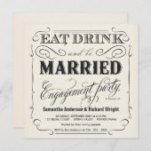 飲み物をあります結婚したな婚約パーティの招待状が食べて下さい 招待状 (正面/裏面)