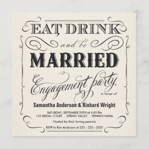 飲み物をあります結婚したな婚約パーティの招待状が食べて下さい 招待状