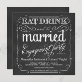 飲み物をあります結婚したな婚約パーティの招待状が食べて下さい 招待状 (正面/裏面)