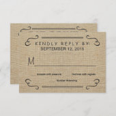 飲み物をありますRSVPを結婚する結婚したなバーラップが食べて下さい 出欠カード (正面/裏面)