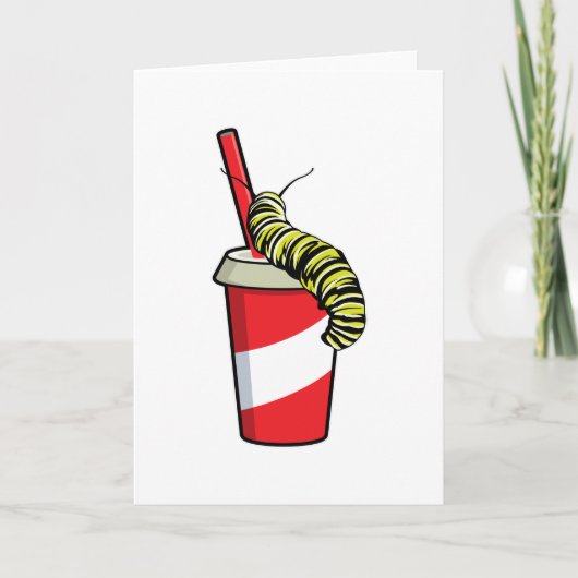 飲み物を持ったケータピラー カード (正面)