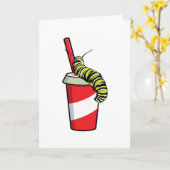 飲み物を持ったケータピラー カード (黄色い花)