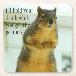 飲み物を持って…リス紙コースター スクエアペーパーコースター