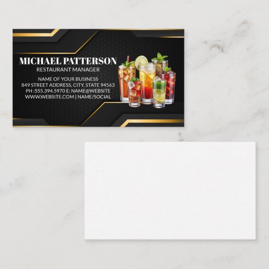 飲み物を混ぜる | バーテンダー | 混合学 名刺 (正面/裏面)