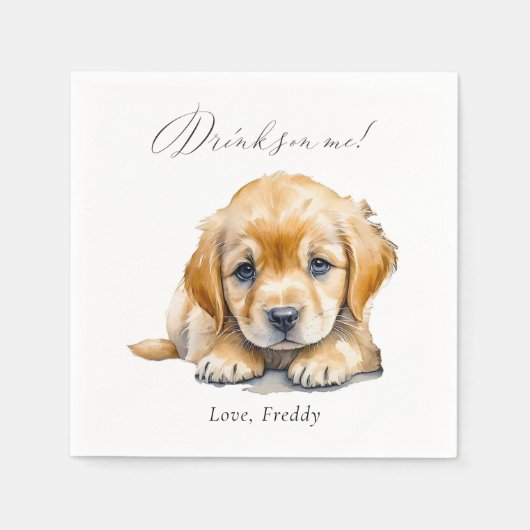 飲み物を私シンプルに可愛い写真おもしろいペットドッグ結婚ズ スタンダードカクテルナプキン (正面)