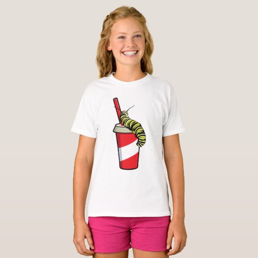 飲み物を運ぶ芋虫 Tシャツ (正面フル)