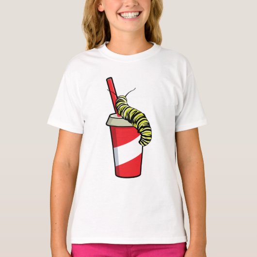 飲み物を運ぶ芋虫 Tシャツ (正面)