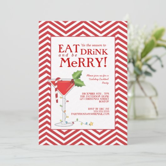 飲み物を食べて下さい及びメリークリスマスのカクテルパーティーがあって下さい 招待状 (スタンド正面)