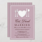 飲み物を食べて下さい及び結婚したなブライダルシャワーの招待状があって下さい 招待状 (正面/裏面)