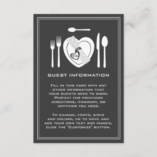 飲み物を食べて下さい及び結婚したな結婚式のゲスト情報カードがあって下さい エンクロージャーカード (正面)