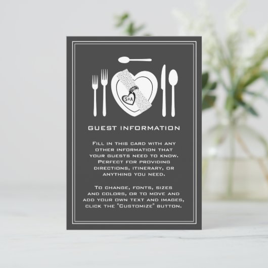 飲み物を食べて下さい及び結婚したな結婚式のゲスト情報カードがあって下さい エンクロージャーカード (スタンド正面)