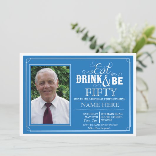 飲み物を食べて下さい及び50または年齢の誕生会の招待があって下さい 招待状 (スタンド正面)