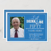 飲み物を食べて下さい及び50または年齢の誕生会の招待があって下さい 招待状 (正面/裏面)