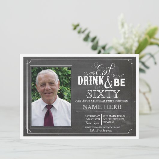 飲み物を食べて下さい及び60または年齢の誕生会の招待があって下さい 招待状 (スタンド正面)