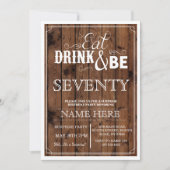 飲み物を食べて下さい及び70または年齢の誕生会の招待があって下さい 招待状 (正面)