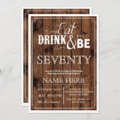 飲み物を食べて下さい及び70または年齢の誕生会の招待があって下さい 招待状 (正面/裏面)