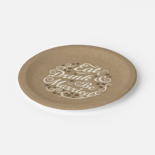 飲み物を食べ、クラフト紙で結婚したがあって下さい ペーパープレート (アングル)