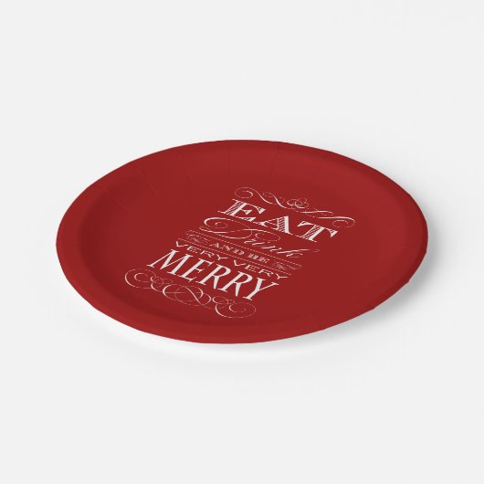 飲み物を食べ、メリーな休日のパーティがあって下さい ペーパープレート (アングル)