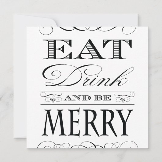 飲み物を食べ、メリークリスマスの応援があって下さい 招待状 (裏面)